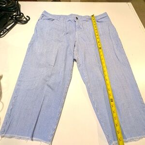 Cj Banks Capri light blue and white striped denim pants